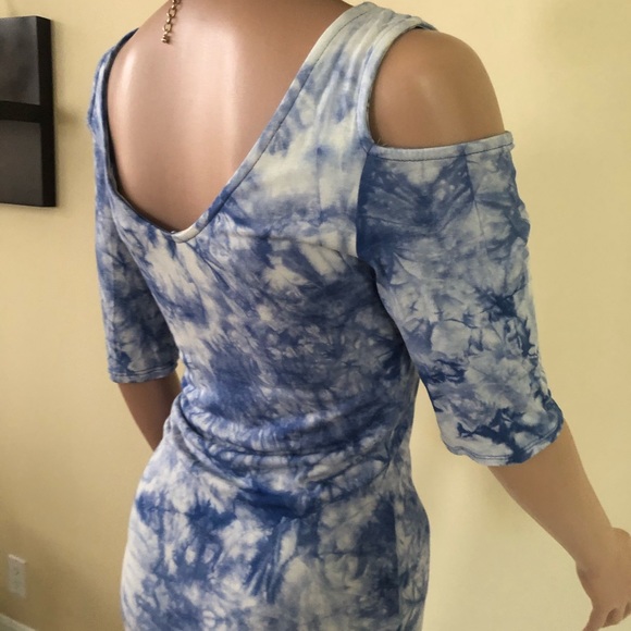 Tie Die Form Fitting Dress - Blue/White - Picture 13 of 14